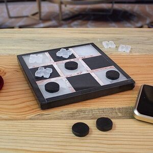 Magnetic Travel Tic-Tac-Toe Set - Black and Clear